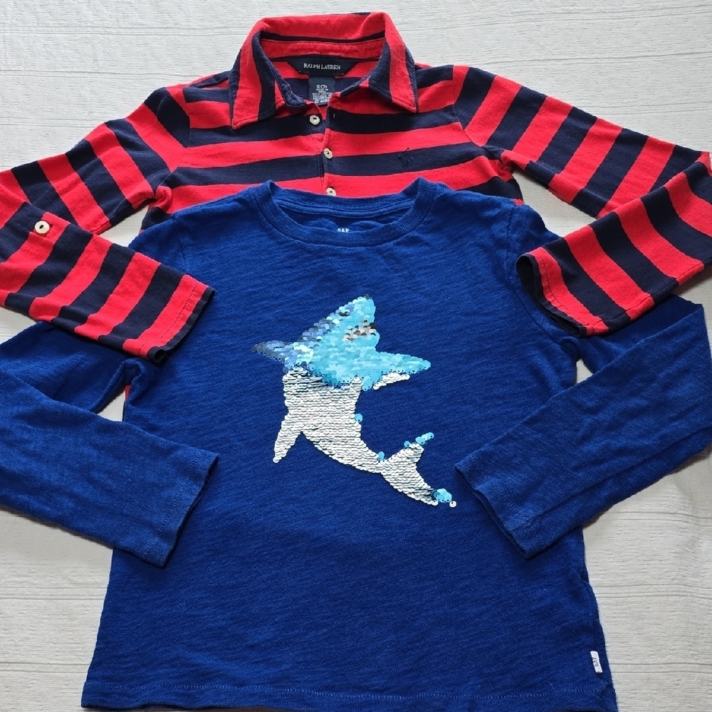 Ralph Lauren (Size 7) & Gap (Size 6-7) Boys Long Sleeve Shirts - Picture 1 of 16